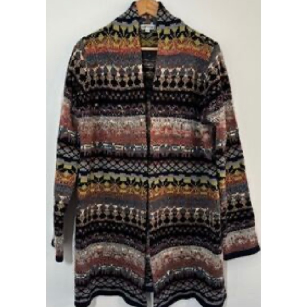 Orvis Multicolor Striped women's Cardigan‎ XS Open Front Knit Sweater Jacket